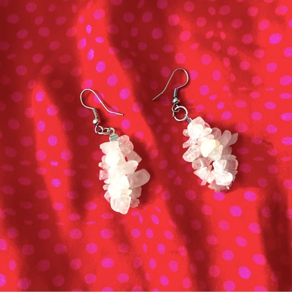 White Stone Dangle Earrings- Handmade - Picture 1 of 4